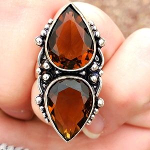 New Honey Topaz 925 Silver Ring.